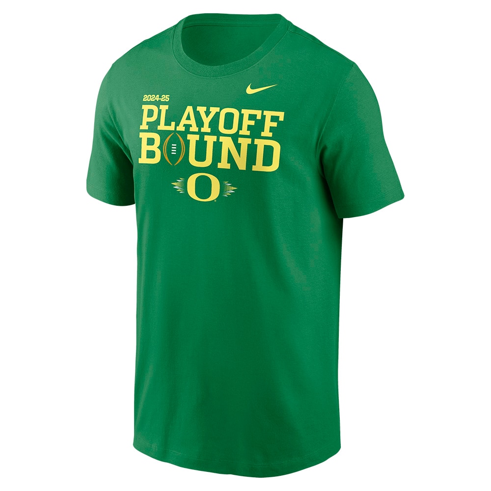 Classic Oregon O, Nike, Green, Crew Neck, Men, Unisex, Football, Postseason, Round 1, Playoff Bound, T-Shirt, 913860